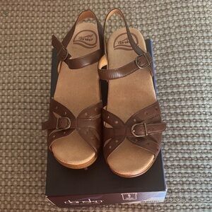 Dansko Dark Brown Leather Sandals